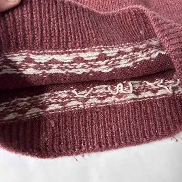 Vintage Dale Of Norway Pure New Wool Maroon White Knit Sweater Adult Size L 52 - Picture 9 of 13